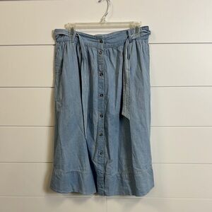 Denim Button-Front Skirt